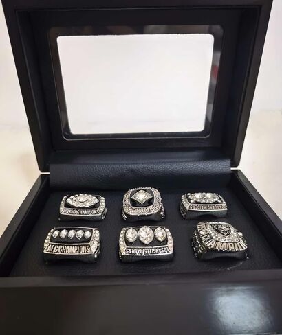 كنز LAS#VEGAS FOOTBALL 1967 76 80 83 2002 24 CHAMPIONSHIP RING RaiderTM & LUXURY BLACK BOX LEGEND VICTORIOUS RARE SPORTS FAN GIFT SERIES - مجموعة عرض العطلات in Kuwait