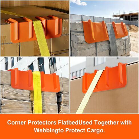 4 Pack 24" Flatbed Edge Protectors, 24" Winch Ratchet Straps Plastic Corner Protectors for Flatbed Cargo Load, Orange in Kuwait