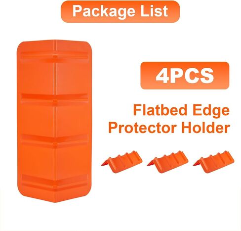 4 Pack 24" Flatbed Edge Protectors, 24" Winch Ratchet Straps Plastic Corner Protectors for Flatbed Cargo Load, Orange in Kuwait