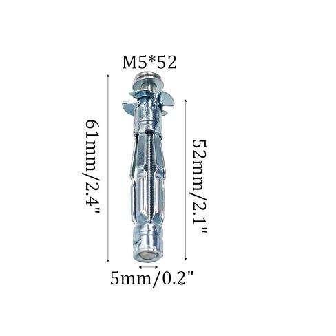 20 قطعة M5 x 52 مللي متر الزنك مطلي الصلب مولي بولت محرك جوفاء جدار المراسي مع مسامير للجدران الجافة والجص والبلاط إصلاح المنزل in Kuwait