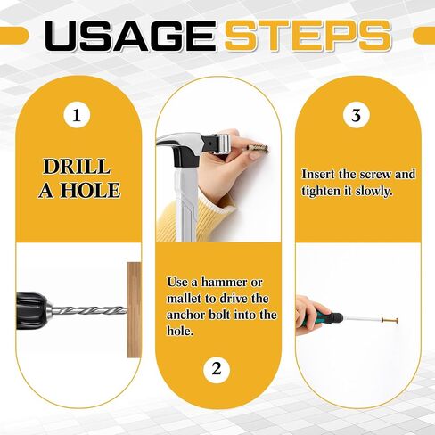 Moxweyeni 100 Pack 6 x 32 mm Heavy Duty Hollow Wall Anchors with Screws Loose Hinge Hole Repair Kits for Hinge Hole Repair and Concrete, Hollow, and Wood Walls in Saudi Arabia