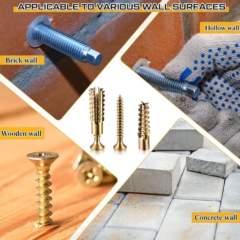 Moxweyeni 100 Pack 6 x 32 mm Heavy Duty Hollow Wall Anchors with Screws Loose Hinge Hole Repair Kits for Hinge Hole Repair and Concrete, Hollow, and Wood Walls in Saudi Arabia