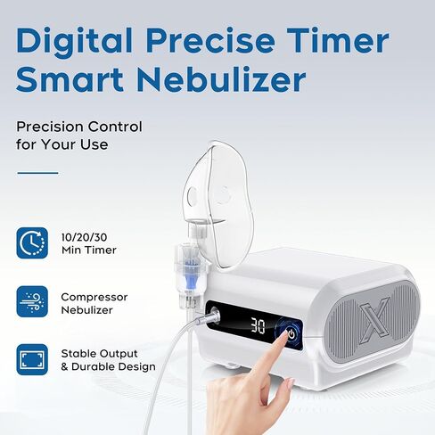 Smart Digital Display Nebulizer Machine for Adults and Kids, Compressor with Timing Function-BEYY-D77-0617-W201 in Kuwait