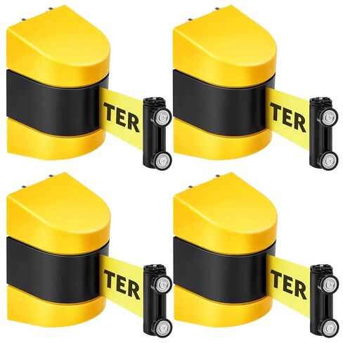 6 Pack Magnetic Retractable Wall Mount Barrier, 16.4 ft Crowd Control Safety High Visibility Caution Belt with Heavy Duty ABS Case for Retail, Stadium, Warehouse & Loading Dock in Saudi Arabia