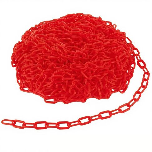 Plastic Barrier Chain 200 Foot Plastic Chain Links Safety Chains for Barrier Crowd Control Garden Hotel Fence Parking Decoration (Red) in Kuwait