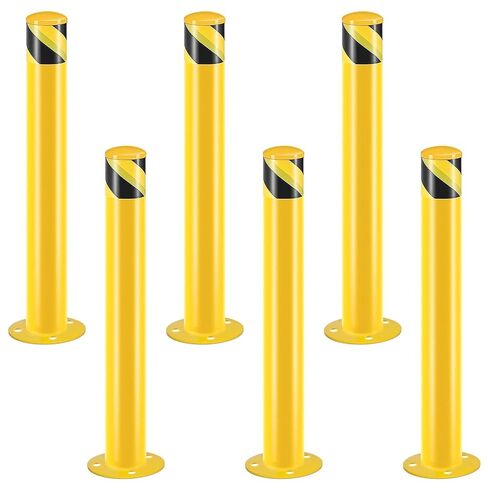 Safety Bollard Post Steel Bollard, 3.5 Inch Diameter Safety Barrier Bollard, Yellow High Visibility Parking Bollard with Anchor Bolts for Driveway Garage Traffic Control (4, 42 Inch Height) in Kuwait