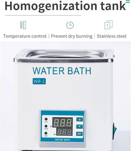 3L Lab Water Bath, 300W Single Hole Stainless Steel Water Bath, Laboratory Electric Digital Display Water Bath, Anti-dry Burning Thermostatic Water Bath, Stable Heating in Saudi Arabia
