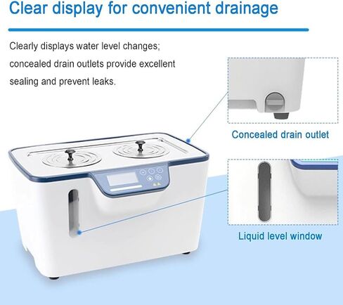 Thermostatic Laboratory Water Bath, 800W LCD Screen Water Bath, with 5L Stainless Steel Inner Tank, 1min-99h59min Timing, Anti-Dry Burn Protection, 2 Water Outlets in Saudi Arabia