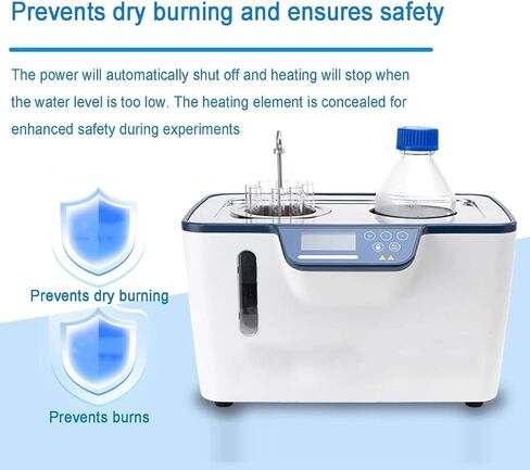 Lab Digital Water Bath, 800W Thermostatic Heating Bath, Stainless Steel Inner Tank 5L, with Timing/Temperature RT-100℃, Anti-Dry Burn Protection, 2 Openings, for Food Testing in Saudi Arabia