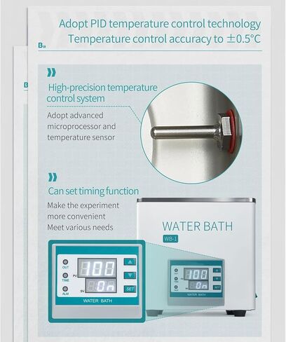 300W Digital Lab Water Bath, 3L Single Hole Stainless Steel Water Bath, Electric Digital Display Constant Temperature Water Bath, with Timing Function, Stable Heating in Saudi Arabia
