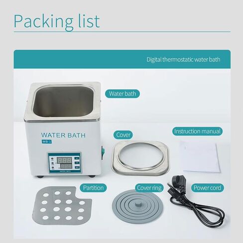 300W Digital Lab Water Bath, 3L Single Hole Stainless Steel Water Bath, Electric Digital Display Constant Temperature Water Bath, with Timing Function, Stable Heating in Saudi Arabia