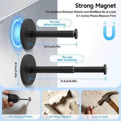 Extendable Magnetic Hanger Holder for Laundry Room, Strong Magnetic Hook, Magnet Clothes Hanger Organizer Rack for Side of Washer or Dryer, Space Saving Laundry Storage in Kuwait