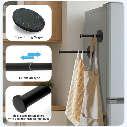 Extendable Magnetic Hanger Holder for Laundry Room, Strong Magnetic Hook, Magnet Clothes Hanger Organizer Rack for Side of Washer or Dryer, Space Saving Laundry Storage in Kuwait
