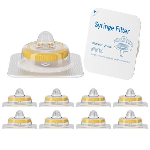 Sterile Syringe Filter, 20 Pack PES Hydrophilic Membrane, 0.22um Pore Size, 33mm Diameter, Individually Packed for Lab Filtration, High Throughput & Low Protein Adsorption in Kuwait