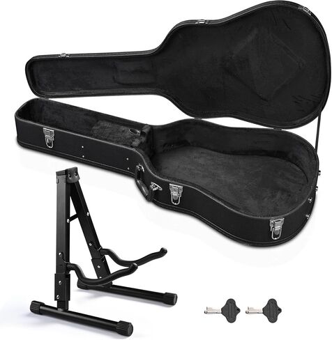 AW Acoustic Guitar Case Hard Dreadnought 41 Inch Wooden Hardshell Carrying Case with Lock Accessory Compartment for Airline Travel Black in Saudi Arabia