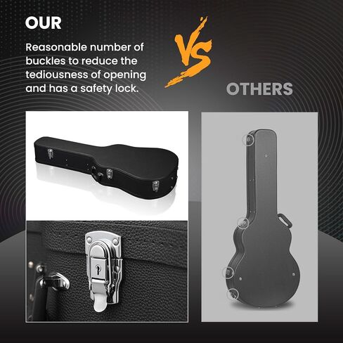 AW Acoustic Guitar Case Hard Dreadnought 41 Inch Wooden Hardshell Carrying Case with Lock Accessory Compartment for Airline Travel Black in Saudi Arabia