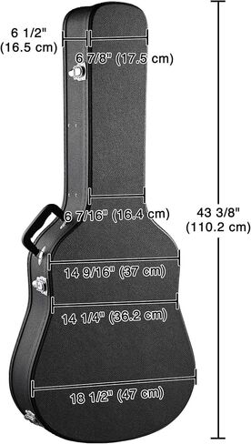 AW Acoustic Guitar Case Hard Dreadnought 41 Inch Wooden Hardshell Carrying Case with Lock Accessory Compartment for Airline Travel Black in Saudi Arabia