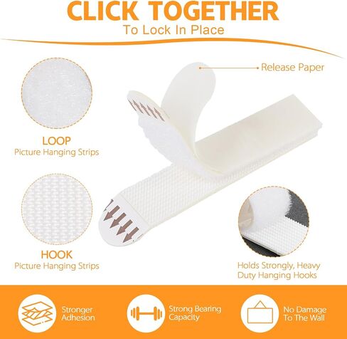 Picture Hanging Strips Heavy Duty, 24 Pairs(48 Strips) Large Picture Hangers Adhesive Strips, Hang Pictures on Wall Without Nails, Command Strips, Poster Hanging Strips Damage Free in Kuwait