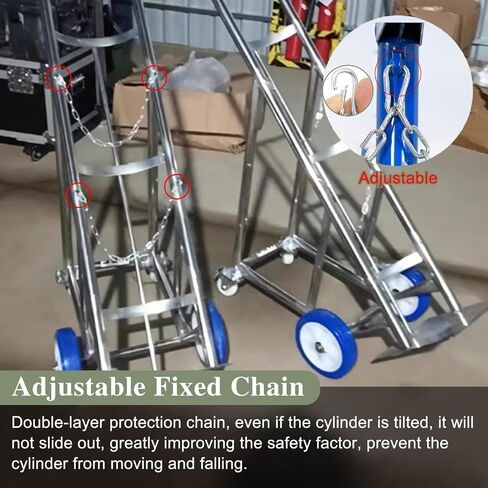 Cylinder Tank Holder Stainless Steel Collapsible Oxygen Tank Cart, Large Welding Gas Cylinder Cart Trolley for Factory, Portable Rolling Co2 Cylinder Fixed Shelf,Silver in Kuwait
