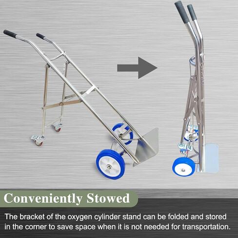 Cylinder Tank Holder Stainless Steel Collapsible Oxygen Tank Cart, Large Welding Gas Cylinder Cart Trolley for Factory, Portable Rolling Co2 Cylinder Fixed Shelf,Silver in Kuwait