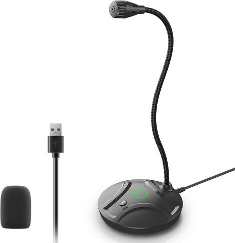 قم بتوصيل وتشغيل ميكروفون كمبيوتر USB ، الزر المرن والزر الصامت LED - ميكروفون سطح المكتب للألعاب ، يوتيوب ، دفق ، متوافق مع Windows /Mac (1.8m /6ft) in Kuwait