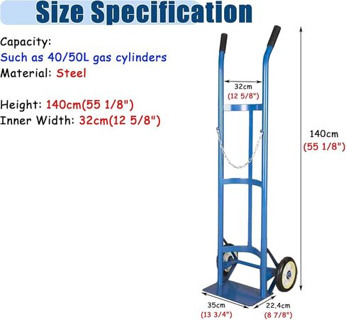 Cylinder Tank Holder Single Oxygen Cylinder Cart with Handle, Portable Rolling Oxygen Tank Holder for Storage 40/50L Cylinders, 2 Wheels Industrial Handcart for Labs in Kuwait
