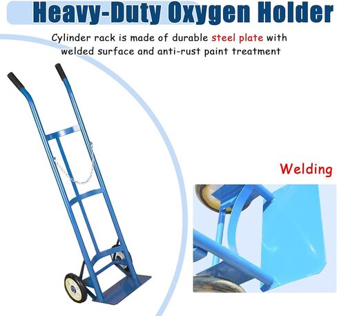 Cylinder Tank Holder Single Oxygen Cylinder Cart with Handle, Portable Rolling Oxygen Tank Holder for Storage 40/50L Cylinders, 2 Wheels Industrial Handcart for Labs in Kuwait