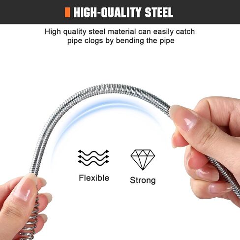 Drain Auger 25 Ft,Plumbing Snake With Drill Adapter,Pipe Clog Remover for Kitchen Bathroom Shower Sink Cleaning,Flexible Spring Steel in Kuwait