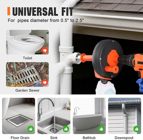 Drain Auger 25 Ft,Plumbing Snake With Drill Adapter,Pipe Clog Remover for Kitchen Bathroom Shower Sink Cleaning,Flexible Spring Steel in Kuwait