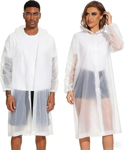 2/3/4 Pack Reusable EVA Rain Ponchos for Adults, Waterproof Rain Coats, Lightweight Portable Rain Gear for Hiking Emergency in Kuwait