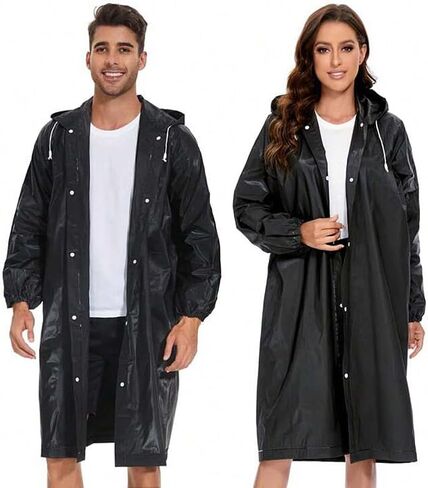 2/3/4 Pack Reusable EVA Rain Ponchos for Adults, Waterproof Rain Coats, Lightweight Portable Rain Gear for Hiking Emergency in Kuwait