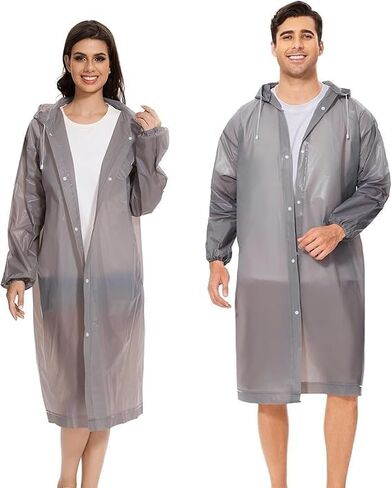 2/3/4 Pack Reusable EVA Rain Ponchos for Adults, Waterproof Rain Coats, Lightweight Portable Rain Gear for Hiking Emergency in Kuwait