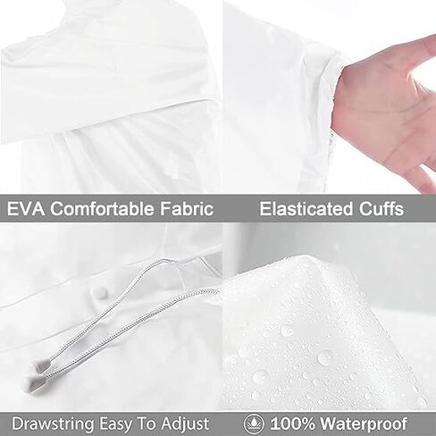 2/3/4 Pack Reusable EVA Rain Ponchos for Adults, Waterproof Rain Coats, Lightweight Portable Rain Gear for Hiking Emergency in Kuwait