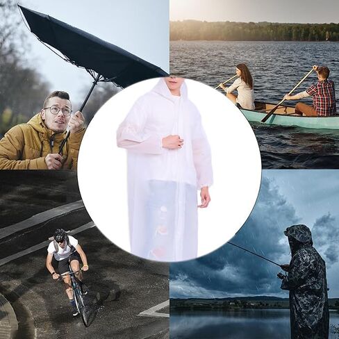 2/3/4 Pack Reusable EVA Rain Ponchos for Adults, Waterproof Rain Coats, Lightweight Portable Rain Gear for Hiking Emergency in Kuwait
