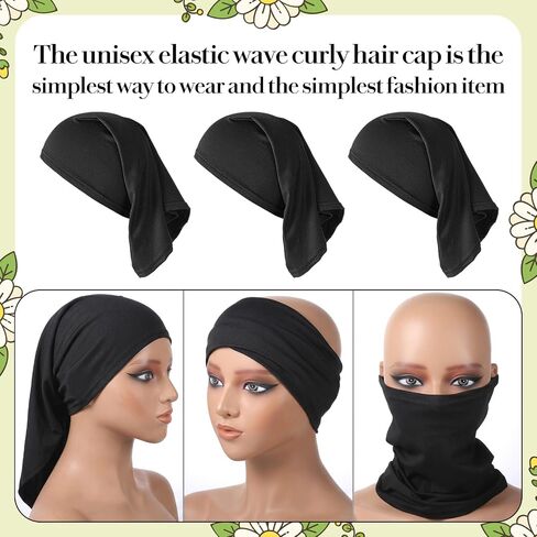 3 PCS Loc Caps for Men Dreadlock Caps Loc Sock Dreadlock Tube Bands Soft and Comfortable for Women, Black in Kuwait