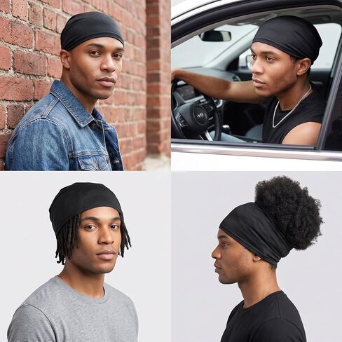 3 PCS Loc Caps for Men Dreadlock Caps Loc Sock Dreadlock Tube Bands Soft and Comfortable for Women, Black in Kuwait