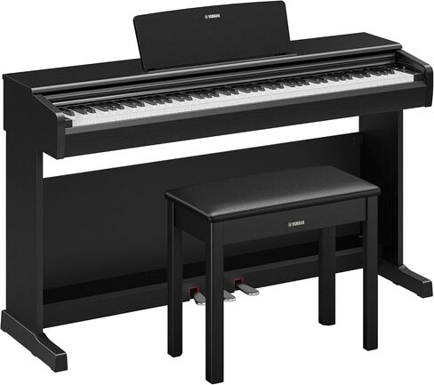 لوحة مفاتيح بيانو رقمية من سلسلة Yamaha Arius مكونة من 88 مفتاحًا للمبتدئين، حجم كامل، صوت بيانو كبير، وحدة ذات 3 دواسات، مقعد متضمن، تصميم كلاسيكي مستقيم باللون الأسود، YDP146B in Kuwait