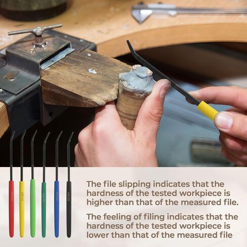 Hardness Testing File Set, HRC40-HRC65 Set of 6 Hardness Tester Checker File 7.1 inch Hardness Tester File kit with Oxford Cloth Storage Bag for Rough Estimation of Metal Rigidity in Kuwait