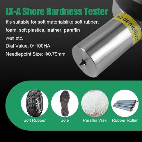 Shore Durometer A with Stand, Digital Shore Hardness Tester Replacement for Rubber, Plastic, Leather - Professional Digital Durometer Type A with Metal Base & Tempered Glass Platform (Model: LX-A) in Kuwait