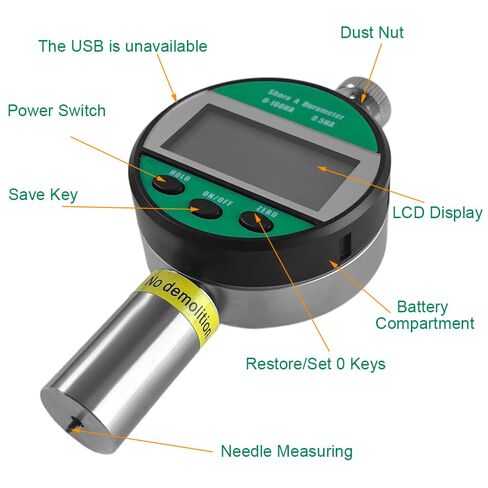 Shore Durometer A with Stand, Digital Shore Hardness Tester Replacement for Rubber, Plastic, Leather - Professional Digital Durometer Type A with Metal Base & Tempered Glass Platform (Model: LX-A) in Kuwait