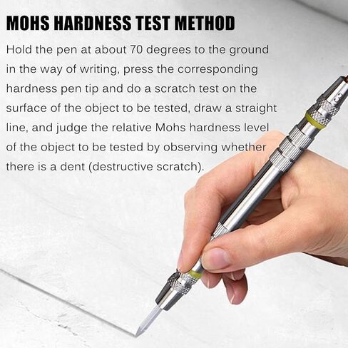 Mohs Hardness Test Kit – 4 Pack, 2-9 Scratch Tester Pen, Stainless Steel Hardness Picks with Storage Box, Single and Dual Head Design, for Mineral, Gemstone, Floor in Kuwait