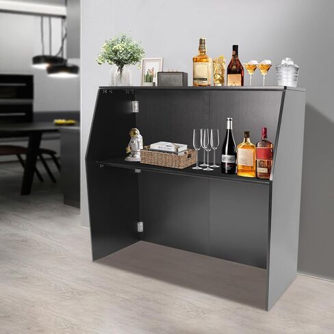 Foldable Outdoor Bar, Mobile Bar Commercial Portable Bar Table with Top and Middle Shelves for Parties and Events in Kuwait