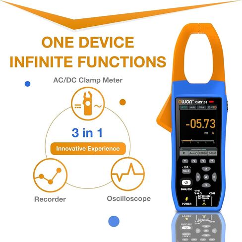 CMS101 3 في 1 AC/DC مشبك متر مع راسم الذبذبات، 1000A/1000V True RMS، عرض الموجي 5MSa/s، تسجيل بلوتوث، Inrush، 20,000 عدد، قابل لإعادة الشحن للتشخيص الكهربائي والسيارات in Kuwait