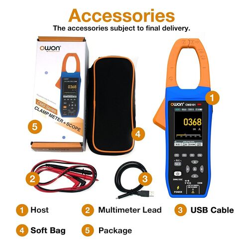 CMS101 3 في 1 AC/DC مشبك متر مع راسم الذبذبات، 1000A/1000V True RMS، عرض الموجي 5MSa/s، تسجيل بلوتوث، Inrush، 20,000 عدد، قابل لإعادة الشحن للتشخيص الكهربائي والسيارات in Kuwait