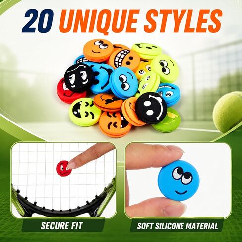 20 Pack Tennis Racket Vibration Dampeners, Funny Silicone Shock Absorbers for Tennis Racquets, Cute Decorative String Dampers for Men, Women, Teams, Clubs, Players and Tennist Gifts in Kuwait