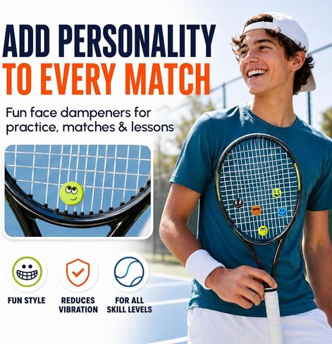 20 Pack Tennis Racket Vibration Dampeners, Funny Silicone Shock Absorbers for Tennis Racquets, Cute Decorative String Dampers for Men, Women, Teams, Clubs, Players and Tennist Gifts in Kuwait