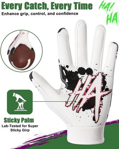 Youth Football Gloves, Non-Slip Kids Football Gloves with Super Sticky Grip Palm, Breathable Wide Receiver Glove Best Gifts for Boys Girls in Kuwait