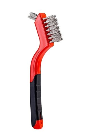 3-Piece Wire Brush Set with Nylon, Brass, and Stainless Steel Bristles for Rust, Dirt, and Paint Removal – 7-Inch Red Handle in Kuwait
