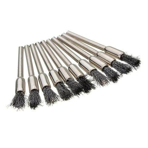 10 Pcs Wheel Wire Pen Brush Steel Cup Brush Rotary Tool Polishing Set Accessories Kit for Cleaning Grinding Polished in Kuwait