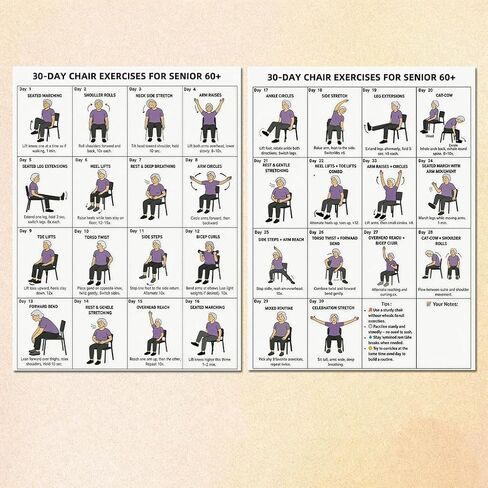 مخطط تمرين كرسي تاي تشي لكبار السن، ملصق تمرين تاي تشي جالسًا مع روتين 30 يومًا، دليل اللياقة البدنية المنزلي للتوازن والتنقل، لوحة فنية جدارية من القماش مقاس 12 × 16 بوصة، عبوتان (ذكر) in Kuwait